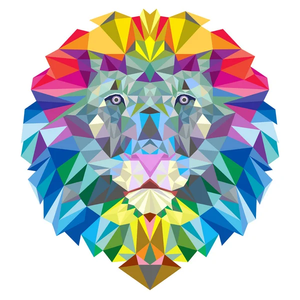 五彩斑斓的狮子 现代流行艺术风格 白色背景 — 图库矢量图片