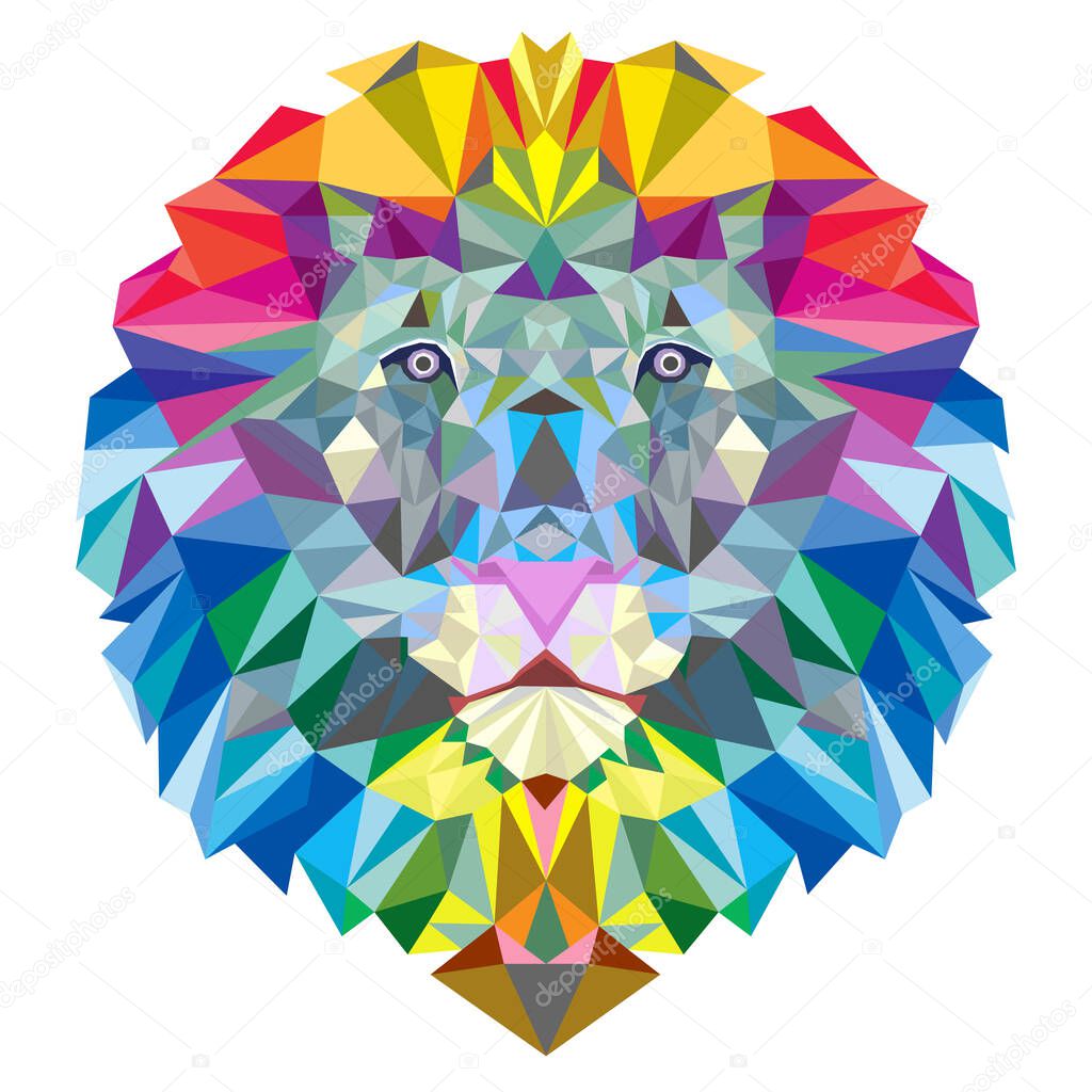 Colorful lions, modern pop art style, white background. Vector.