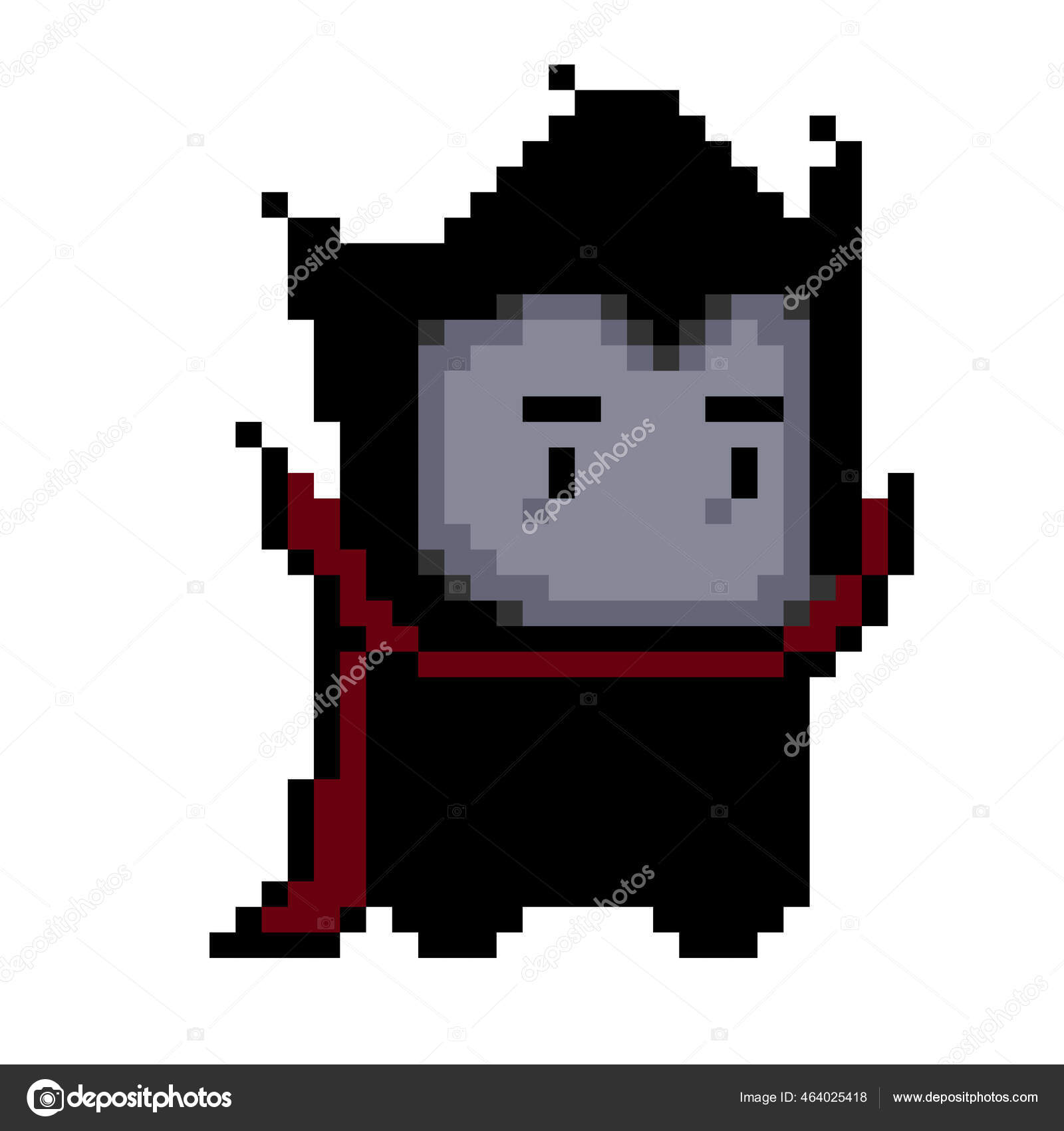Ícone de animal de gato preto de pixel de 8 bits para ativos de jogo em  ilustrações vetoriais