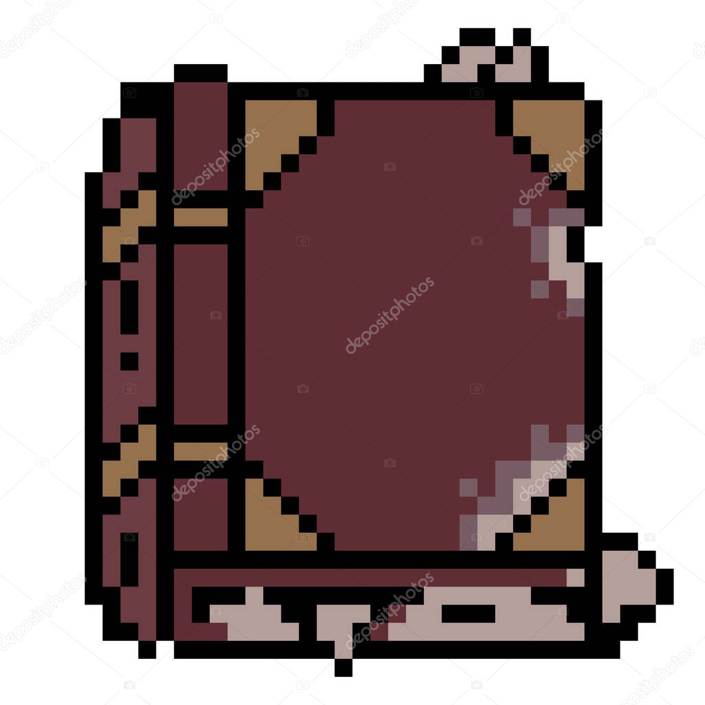 Pixel art of a book. Isolated vector file.
