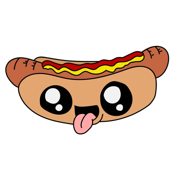 Cachorro Quente Mostarda Ketchup Desenhos Animados Vetoriais Comida Rápida Amigos —  Vetores de Stock
