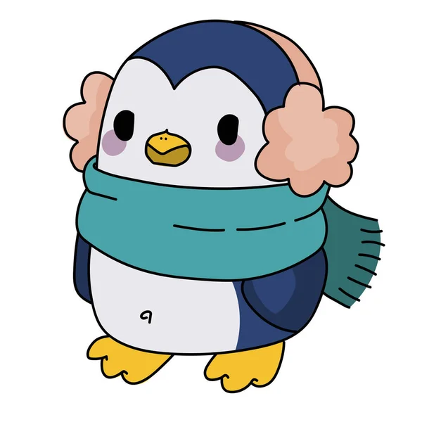 Pinguin Desene Animate Într Pălărie Personaj Pentru Design Crăciun Anul — Vector de stoc
