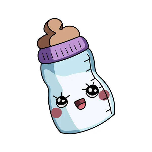 ベビーミルクボトル 新生児のためのプラスチック容器内の栄養 白ドリンク乳製品 漫画風の孤立ベクトルイラスト — ストックベクタ