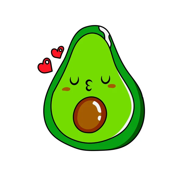 Lindo Personaje Pareja Aguacate Tarjeta Felicitación Con Aguacates Dulces Corazones — Vector de stock