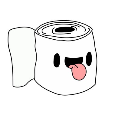 Tuvalet kağıdı maskotu tasarımı. Beyaz arkaplanda bir vektör