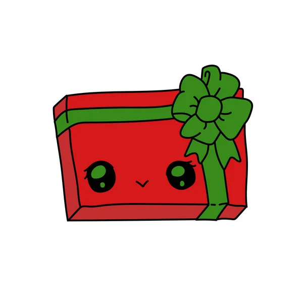 Weihnachten Und Neujahr Rote Geschenkbox Weißer Hintergrund Vektorillustration — Stockvektor