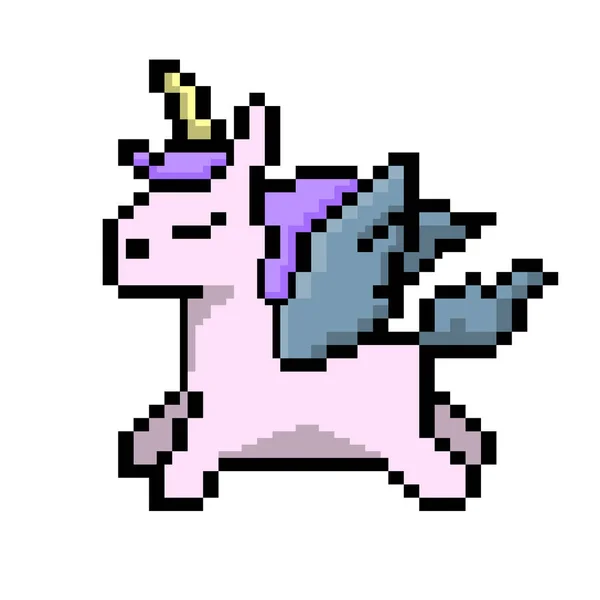 Gioco Fantasy Pixel Art Asset Con Unicorni Vettore — Vettoriale Stock