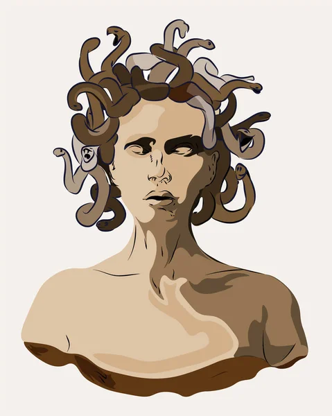 Medusa Cabeza Con Serpientes Mito Griego Criatura Pop Arte Retro — Archivo Imágenes Vectoriales