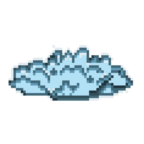 Grand Nuage Bleu Brillant Scintillant Icône Pixel Art Isolé Sur — Image vectorielle
