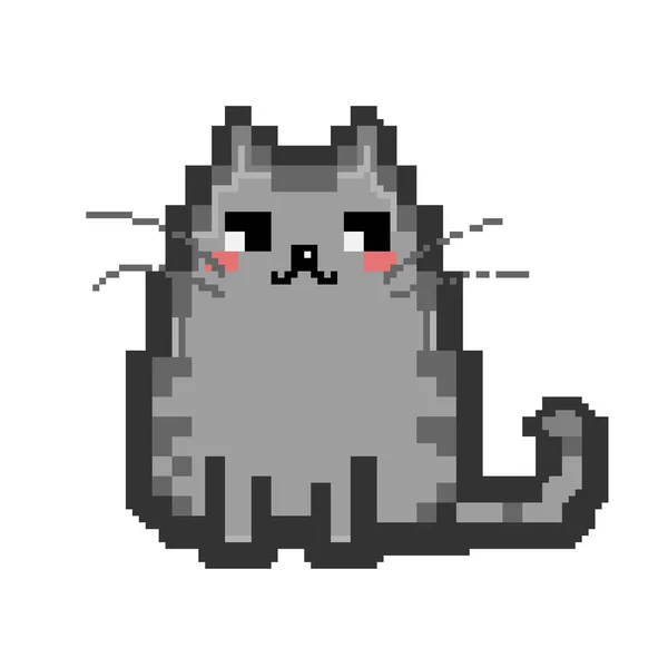 Mignon Chaton Animal Pixel Art Isolé Vecteur Illustration Chaud Chat — Image vectorielle