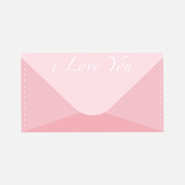 Illustration Vectorielle Enveloppe Rose Avec Inscriptions Amour — Image vectorielle
