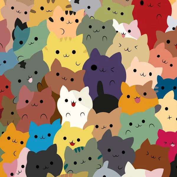 Vicces Macskák Aranyos Zökkenőmentes Háttér Minta Vektor Illusztráció Macskaméh — Stock Vector