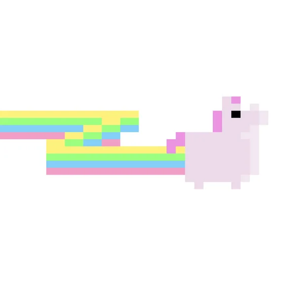 Pixel Art Niedliches Einhorn Mit Rosa Und Lila Mähne — Stockvektor