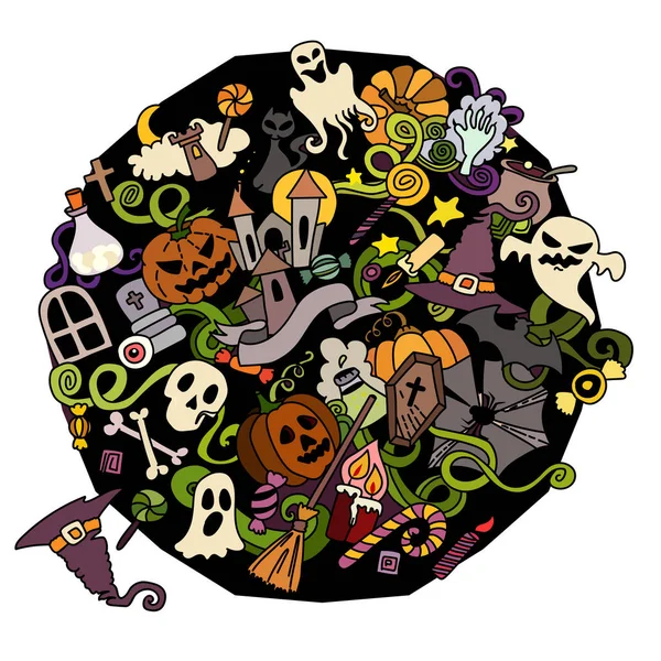 Coleção Infantil Halloween Feliz Com Elementos Design Coleção Halloween Fantasma — Vetor de Stock