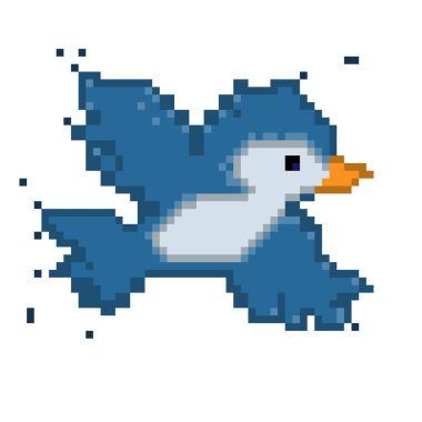 8 bit piksel kırlangıç kuşu. Vektör çizimi. Yut.