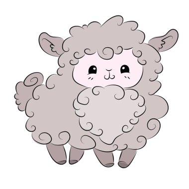 Ay 'da uyuyan sevimli küçük koyunlar, vektör çizimleri, çocukların moda sanat eserleri, duvar kağıtları ve baskılar için bebek grafikleri..