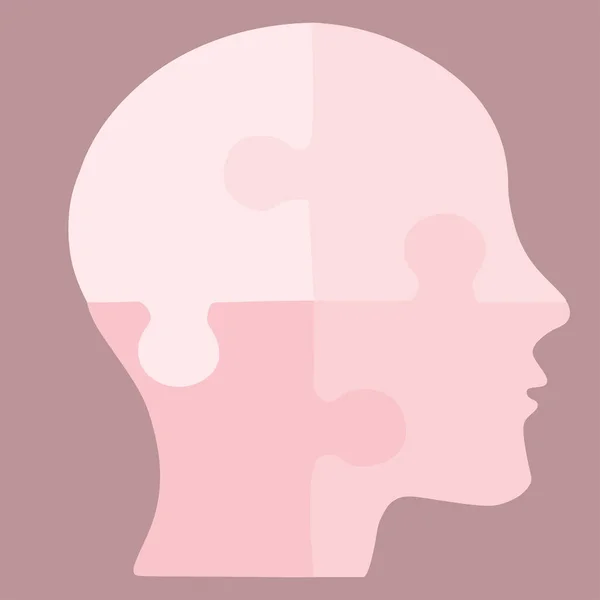 Human Head Puzzle Icon Vector Illustration Flat Design Colors Blue — Stock Vector