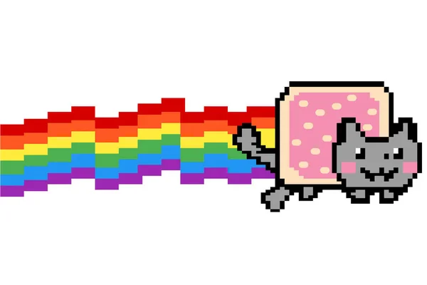 Espacio Gato Arco Iris Vector Meme Aislado Sobre Fondo Blanco — Archivo Imágenes Vectoriales