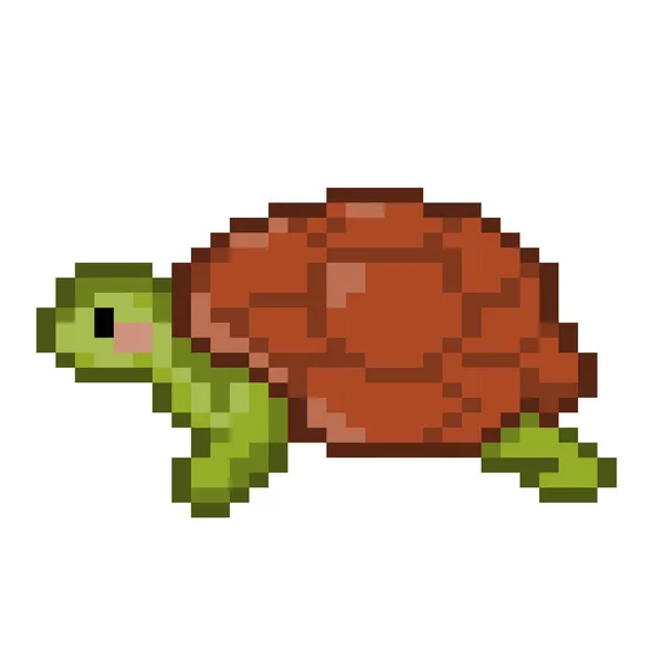 Pixel Kunst Bit Cartoon Schildpad Element Ontwerp Voor Stickers Logo — Stockvector