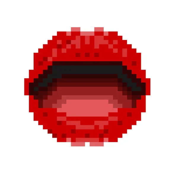 Губи Помада Векторні Ілюстрації Сексуальна Жінка Червоні Губи Піксельні Твори — стоковий вектор