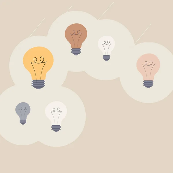 Choice Innovative Brainstorming Solution Finding Symbolic Lightbulb Group Vector Illustration — Stock Vector