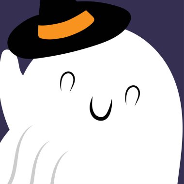 Sevimli, komik, mutlu hayalet. Uzay hayaletlerinin izole edilmiş düz çizgi film vektör çizimleri