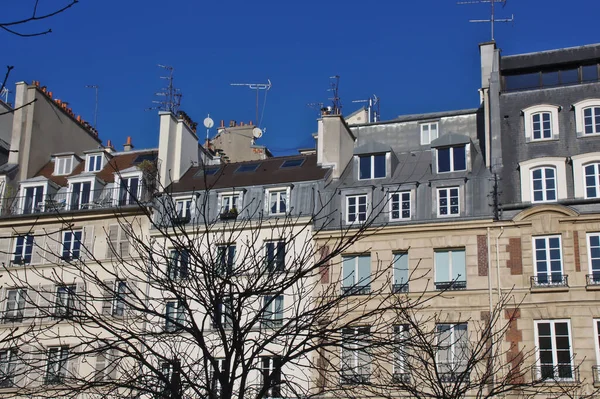 Ház Homlokzata Párizsban — Stock Fotó