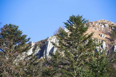 Mavi gökyüzü olan dağ manzarası