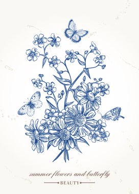  bir buket çiçek ile kart 