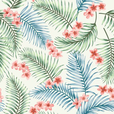 Tropikal yapraklarla kusursuz desen