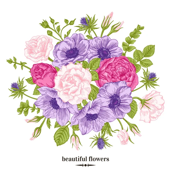 Bouquet of summer flowers — Stock Vector