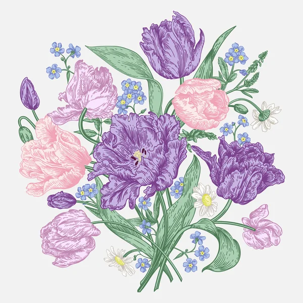 Цветы тюльпанов на белом фоне — стоковый вектор