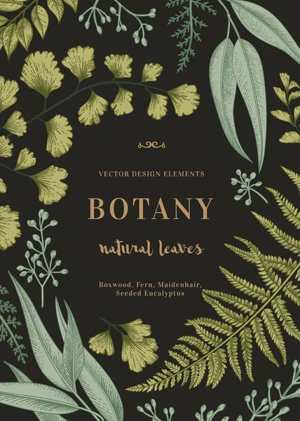 Botanische Illustration mit Blättern — Stockvektor