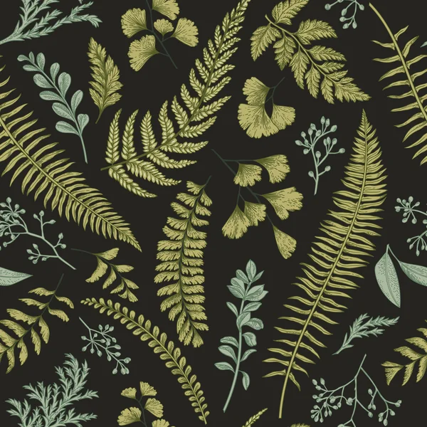 Безшовний квітковий візерунок з травами та листям — стоковий вектор