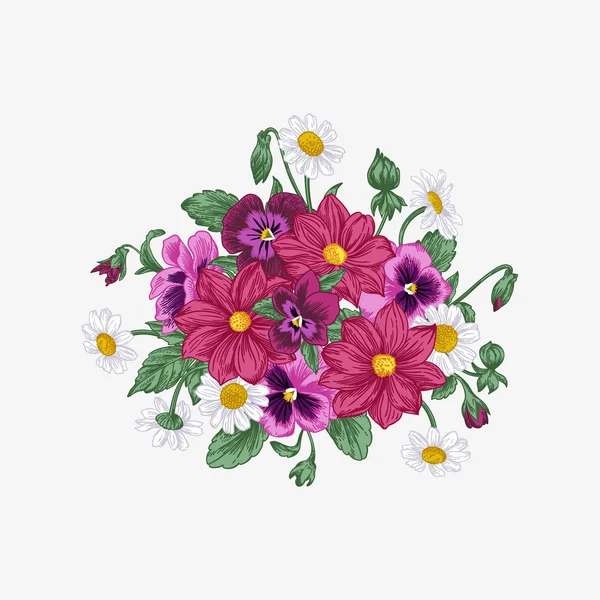 Bouquet of summer flowers — Stock Vector