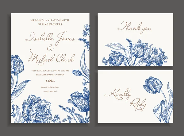 Bahar çiçekleri ile düğün seti