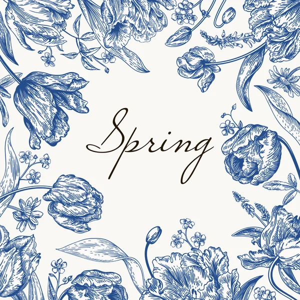 帧与春天的花朵 — 图库矢量图片