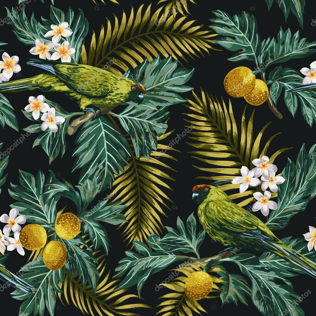 Photo Tropical seamless pattern with leaves