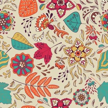 desenli çiçekler ve yapraklar.