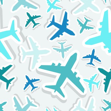 Mavi uçaklar ile desen.