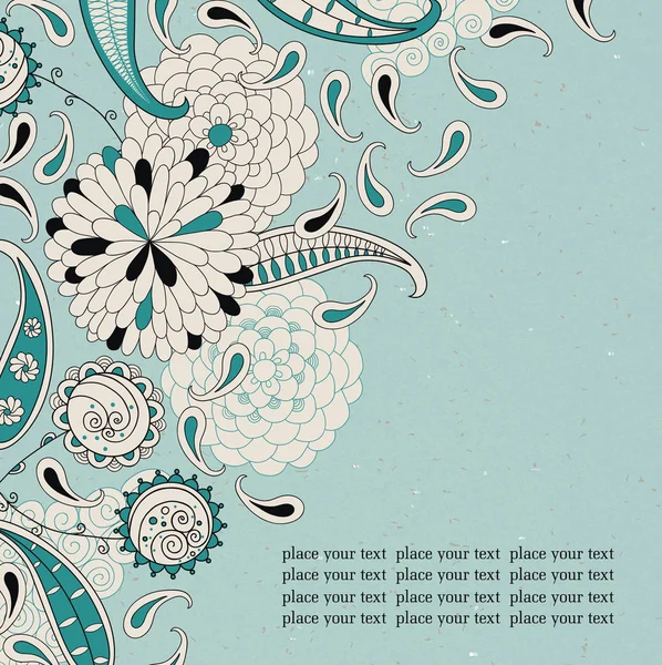 Tarjeta de flores y paisley — Vector de stock