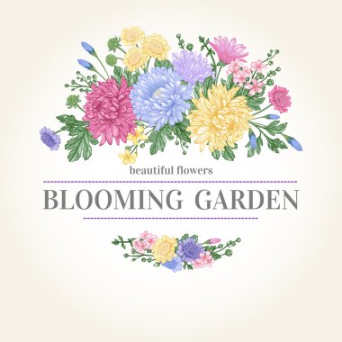 bir buket çiçek ile kart.