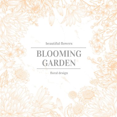 Bahçe çiçekli çerçeve