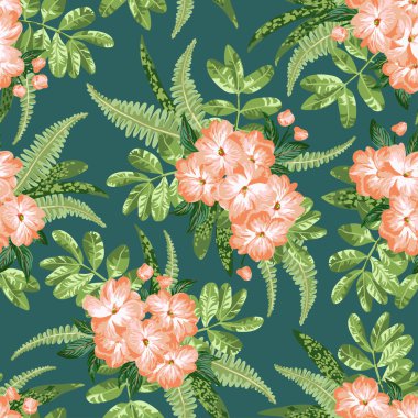 tropikal yaprak ve çiçek