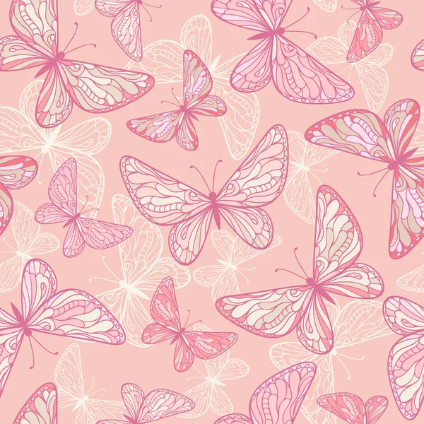 Pattern with pink butterflies. — Stock Vector