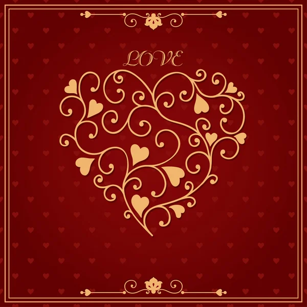 Gold valentine heart — Stock Vector