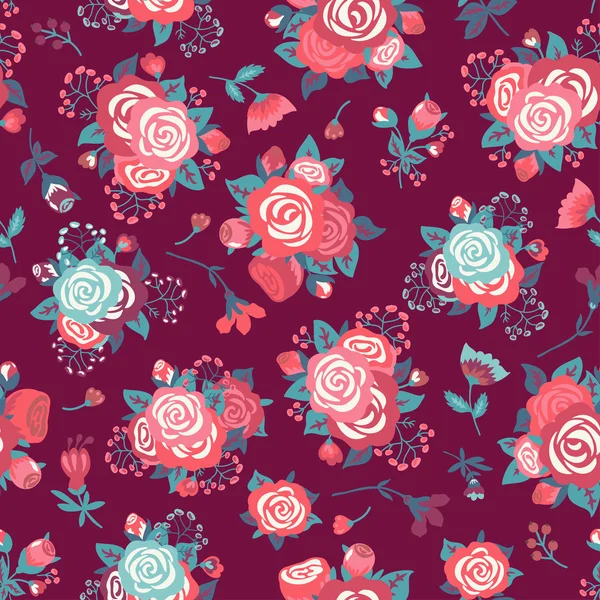 Motif avec un bouquet de roses — Image vectorielle