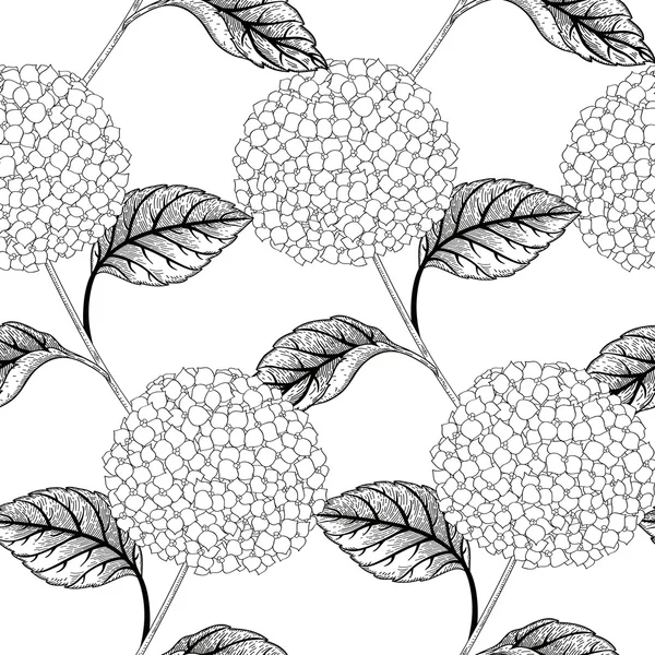 Modèle avec des hortensias fleurs — Image vectorielle