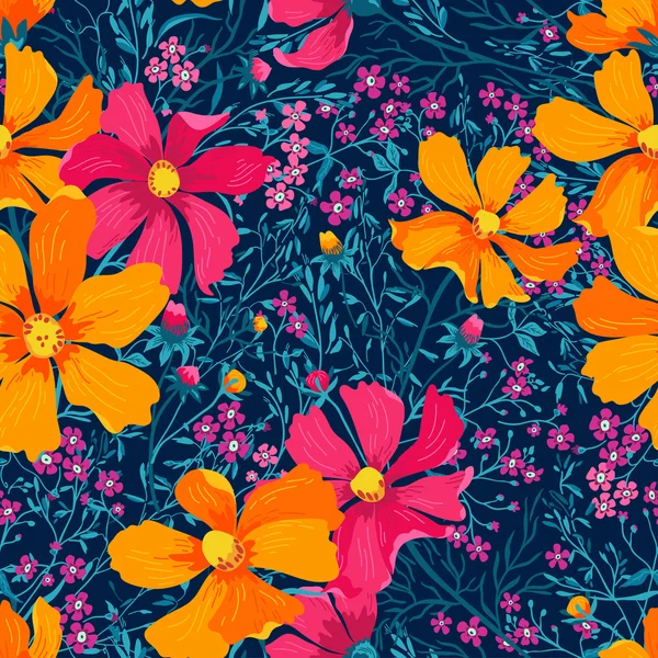 Μοτίβο με λουλούδια και βότανα. — Διανυσματικό Αρχείο