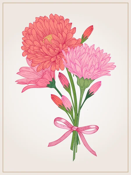 Bouquet with daisy, aster — Stock Vector